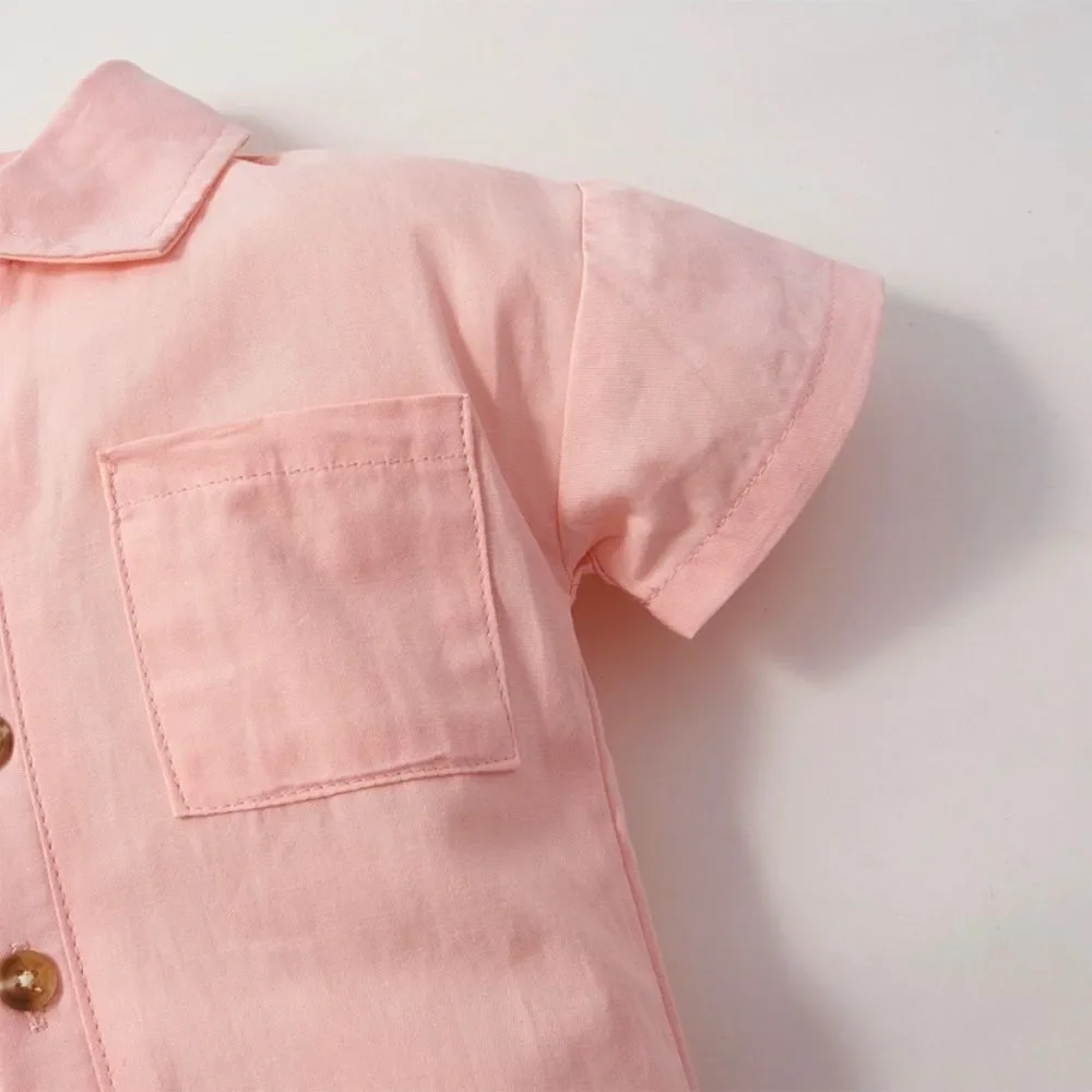 NWT - Size 9-12 month, girls solid lapel collar pocket jumpsuit, one piece, pink